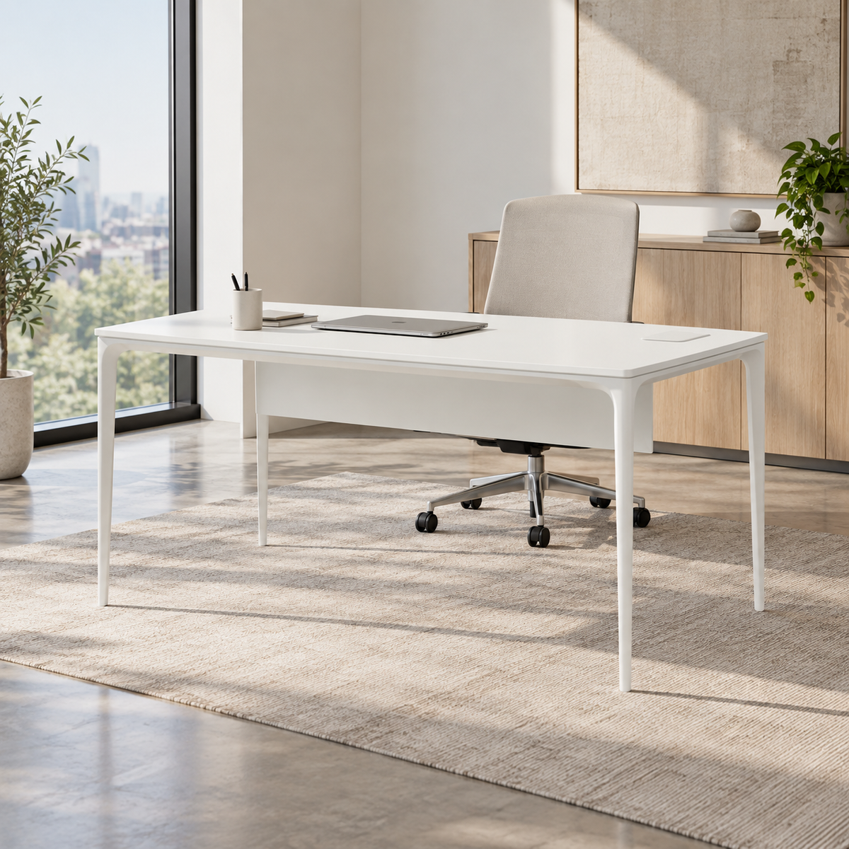 Arc Rectangular Desk - White