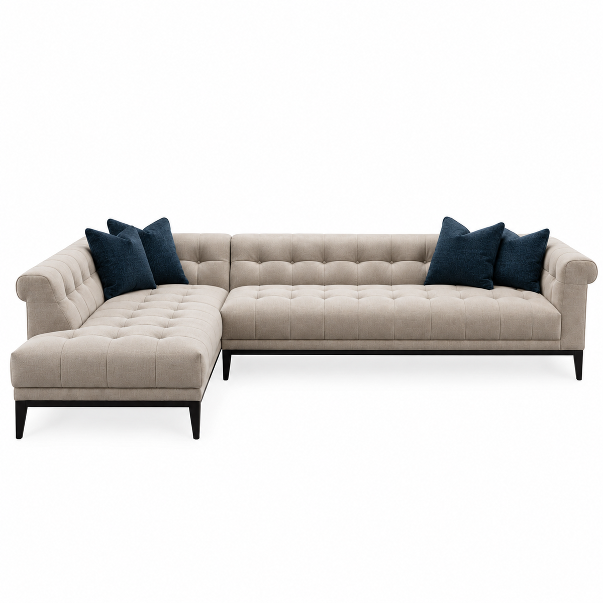 Agate Beige and Navy Cushion Sectional Laf
