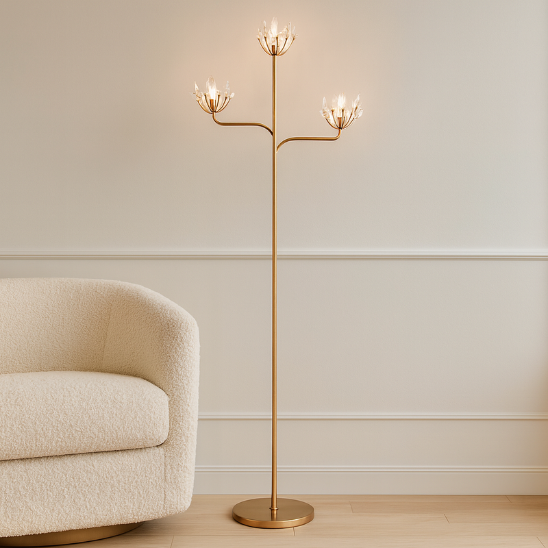 METAL 4 LIGHT FLOOR LAMP, GOLD