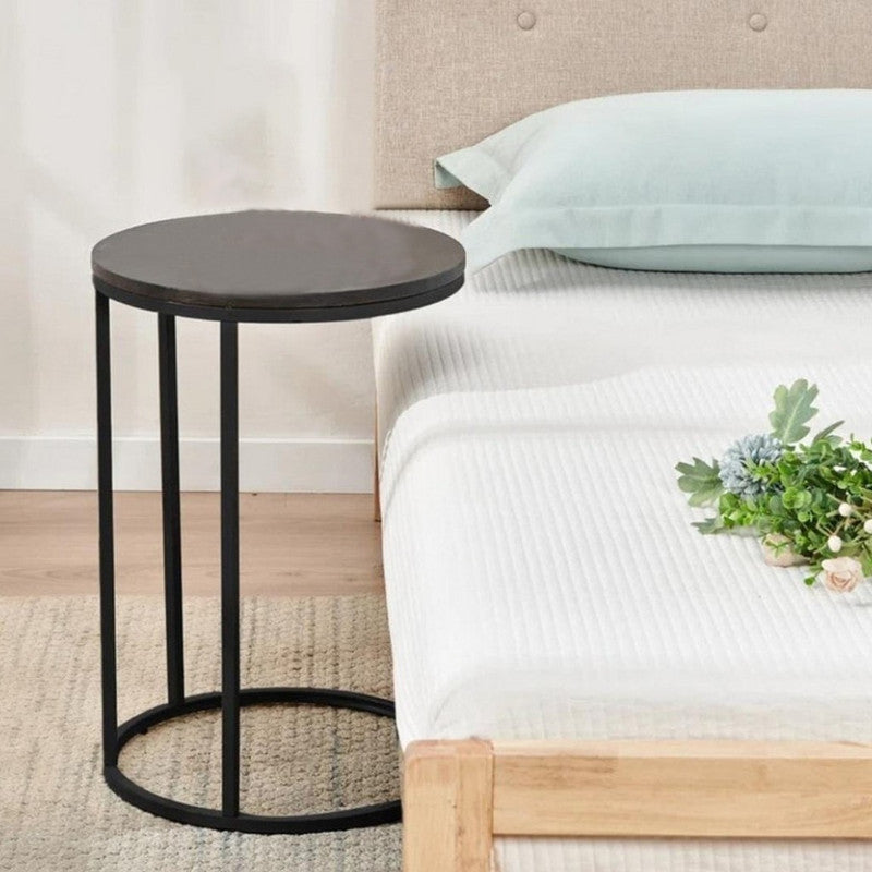 Royal | CherryCrest Side Table with Steel & Wood Structure - Black - 40×55 cm