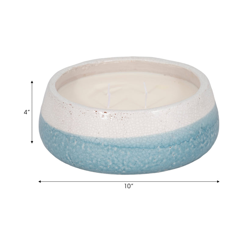 10" 35 Oz Moco Bamboo Bowl Candle, Light Blue - Al Rugaib Furniture