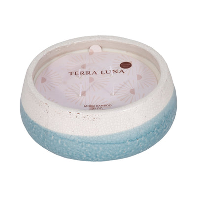 10" 35 Oz Moco Bamboo Bowl Candle, Light Blue - Al Rugaib Furniture