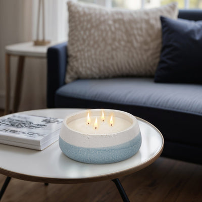 10" 35 Oz Moco Bamboo Bowl Candle, Light Blue - Al Rugaib Furniture