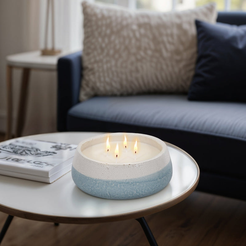 10" 35 Oz Moco Bamboo Bowl Candle, Light Blue - Al Rugaib Furniture