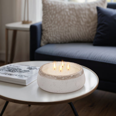 10" 35 Oz Wood Sage & Sea Salt Bowl Candle, Ivory - Al Rugaib Furniture