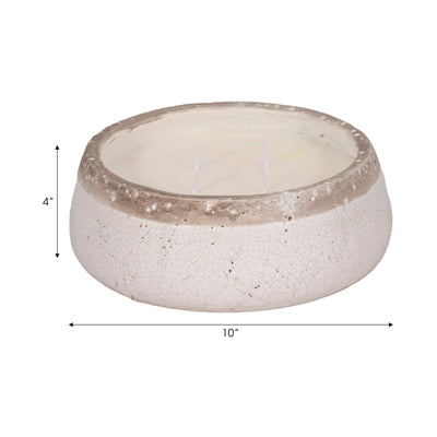 10" 35 Oz Wood Sage & Sea Salt Bowl Candle, Ivory - Al Rugaib Furniture
