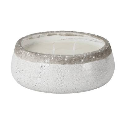 10" 35 Oz Wood Sage & Sea Salt Bowl Candle, Ivory - Al Rugaib Furniture