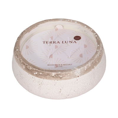 10" 35 Oz Wood Sage & Sea Salt Bowl Candle, Ivory - Al Rugaib Furniture