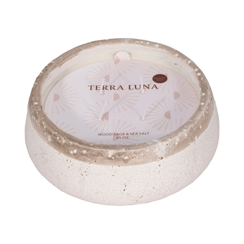 10" 35 Oz Wood Sage & Sea Salt Bowl Candle, Ivory - Al Rugaib Furniture