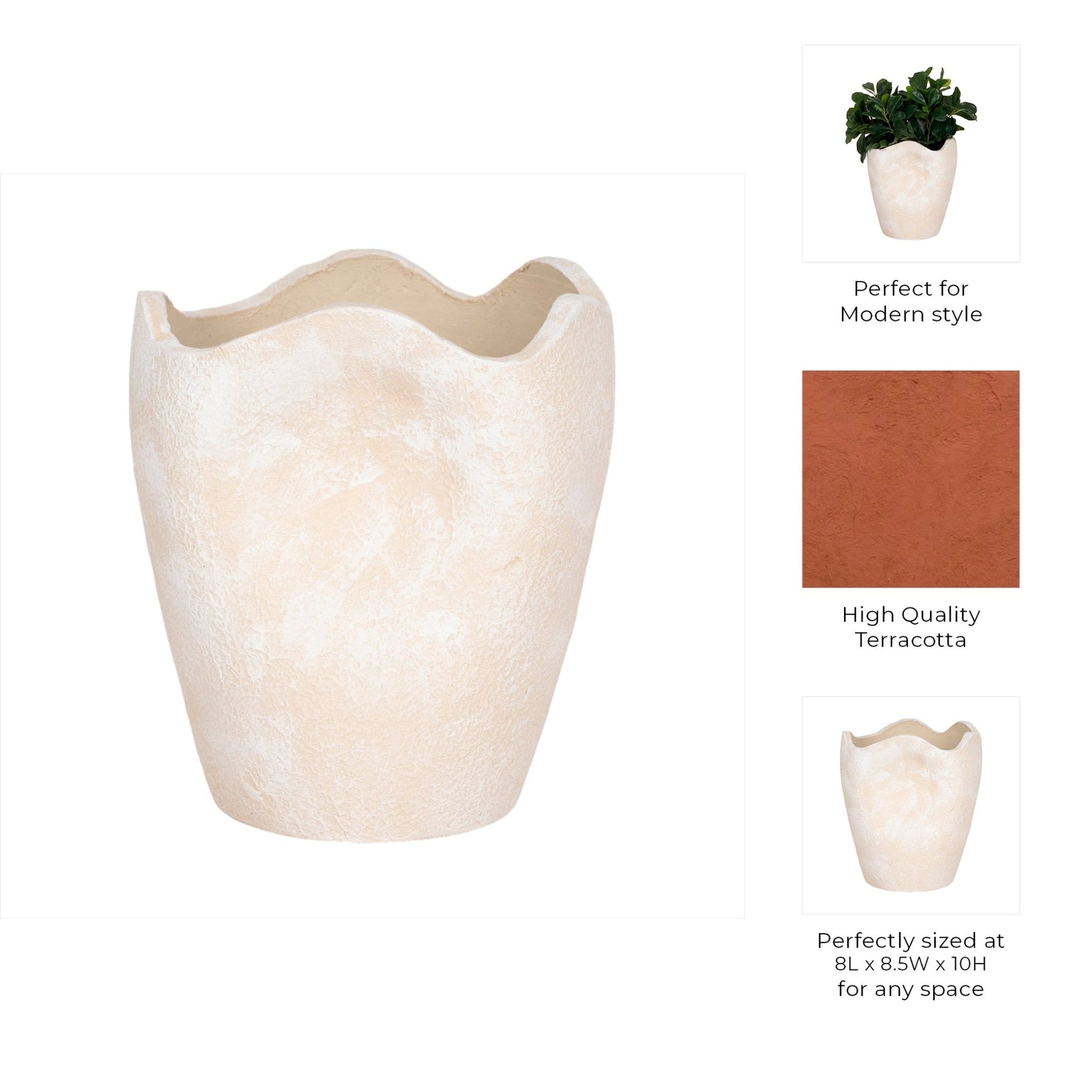 10" ABSTRACT TEXTURED TERRACOTTA VASE, IVORY Vases and Jars| Sagebrook Home