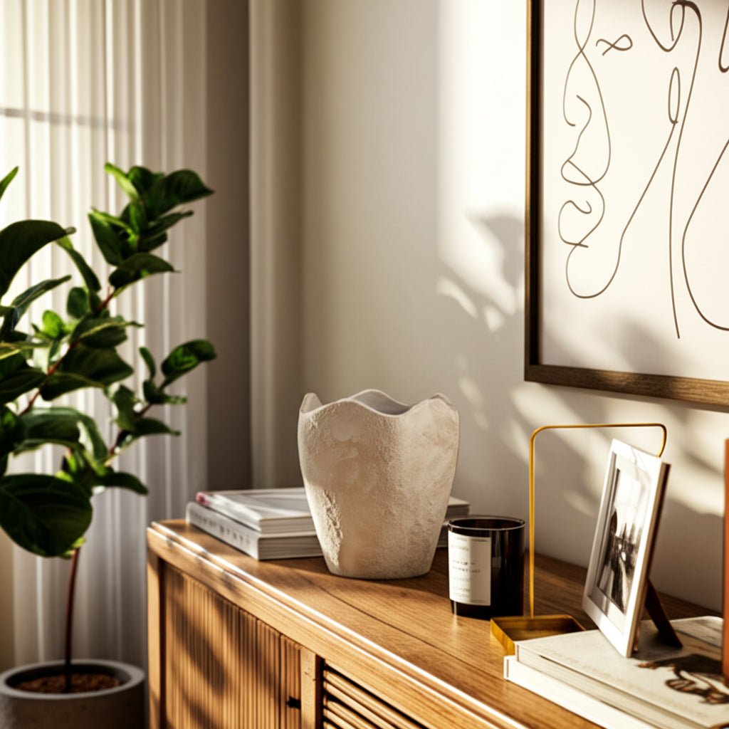 10" ABSTRACT TEXTURED TERRACOTTA VASE, IVORY Vases and Jars| Sagebrook Home
