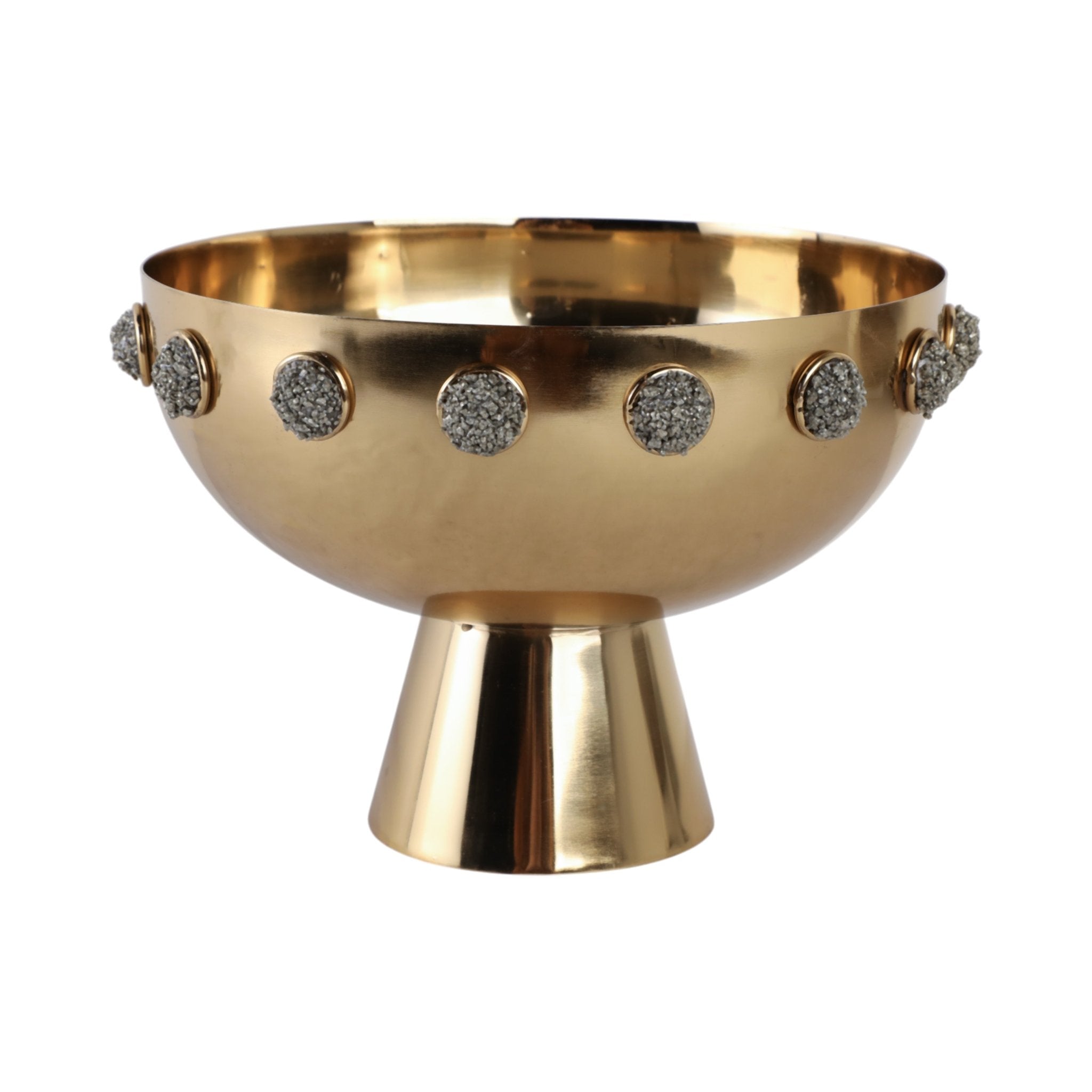 10" Adalyn Pyrite Stone And Steel Bowl Table Decors| Sagebrook Home