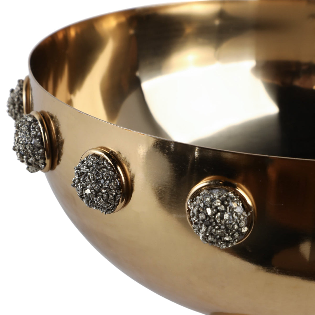 10" Adalyn Pyrite Stone And Steel Bowl Table Decors| Sagebrook Home