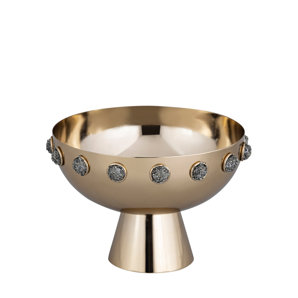 10" Adalyn Pyrite Stone And Steel Bowl Table Decors| Sagebrook Home