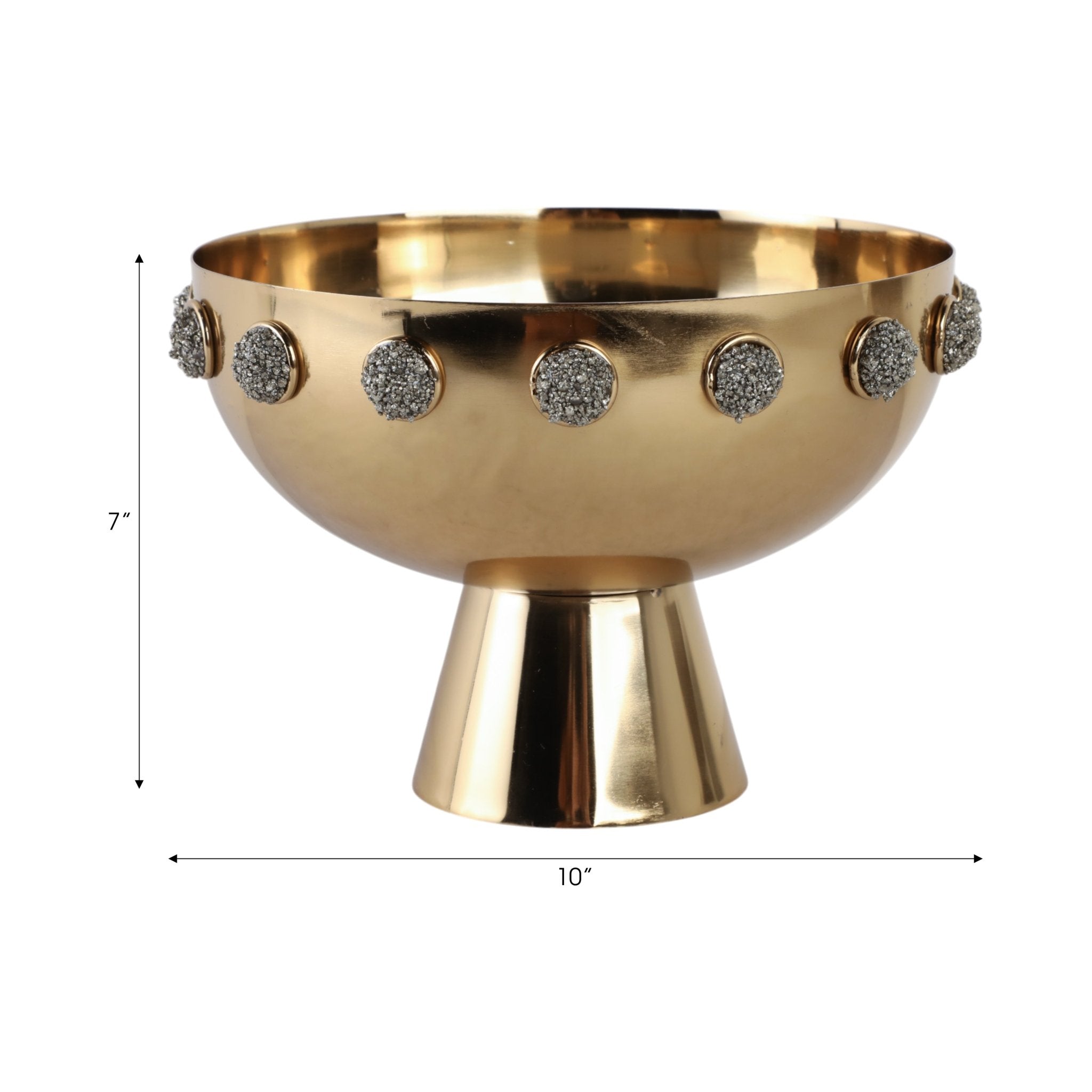 10" Adalyn Pyrite Stone And Steel Bowl Table Decors| Sagebrook Home