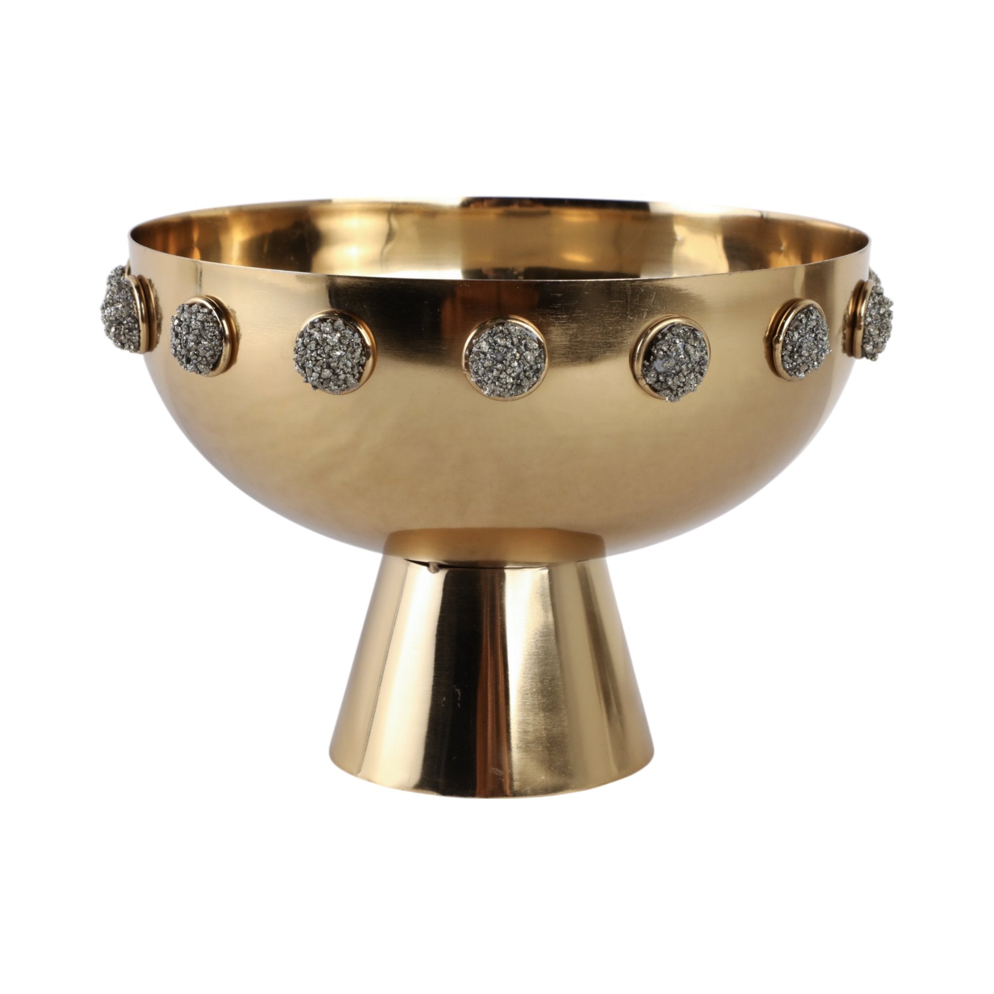 10" Adalyn Pyrite Stone And Steel Bowl Table Decors| Sagebrook Home