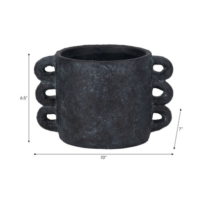 10" Arch Handle Planter, Black - Al Rugaib Furniture