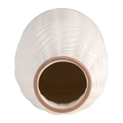 10" Chevron Vase, White - Al Rugaib Furniture
