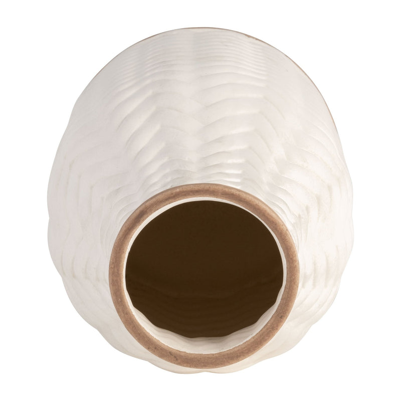 10" Chevron Vase, White - Al Rugaib Furniture