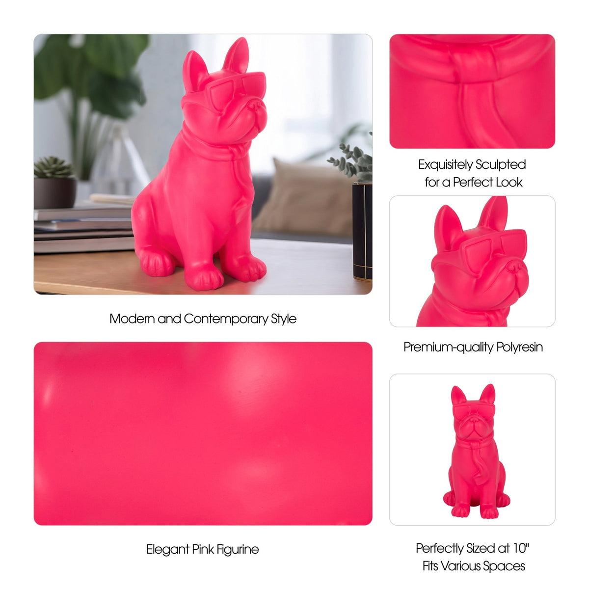 10" Cool Shades Boston Terrier, Pink Table Decors| Sagebrook Home