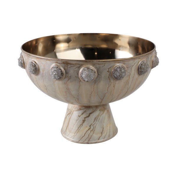 10" Frances Quartz Crystal And Steel Bowl Table Decors| Sagebrook Home
