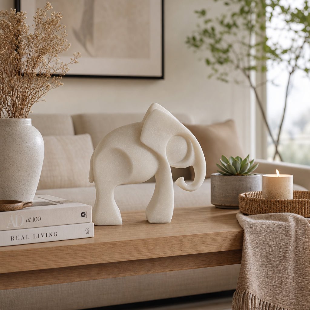 10" Geary Quartz Resin Elephant Statuary Table Decors| Sagebrook Home