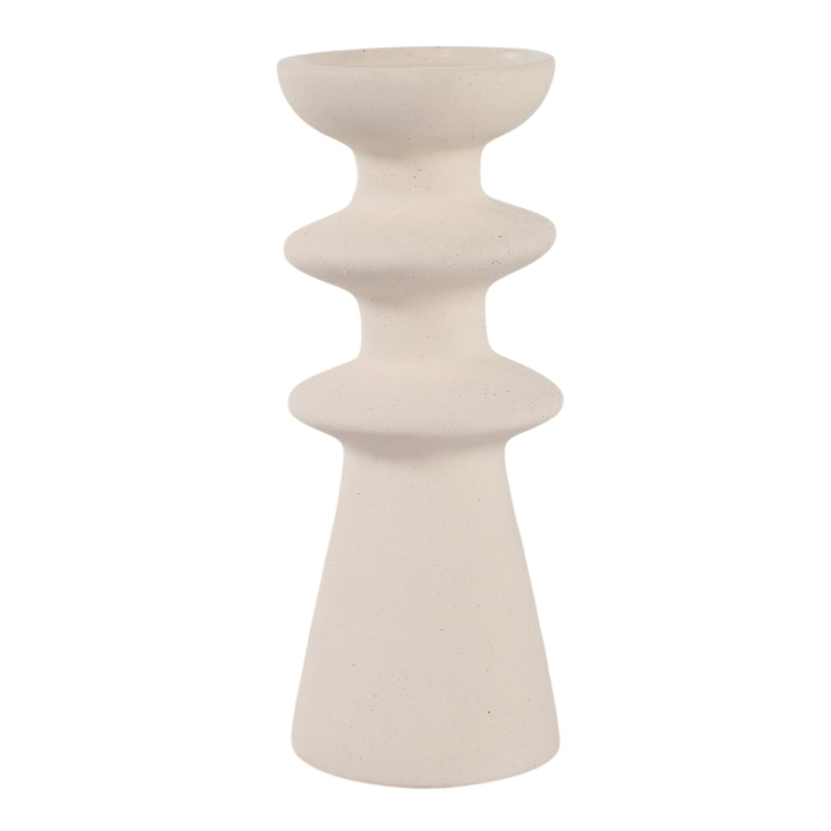 10" KNOXLEY SMALL CERAMIC CANDLEHOLDER, WHITE Candle Holders| Sagebrook Home