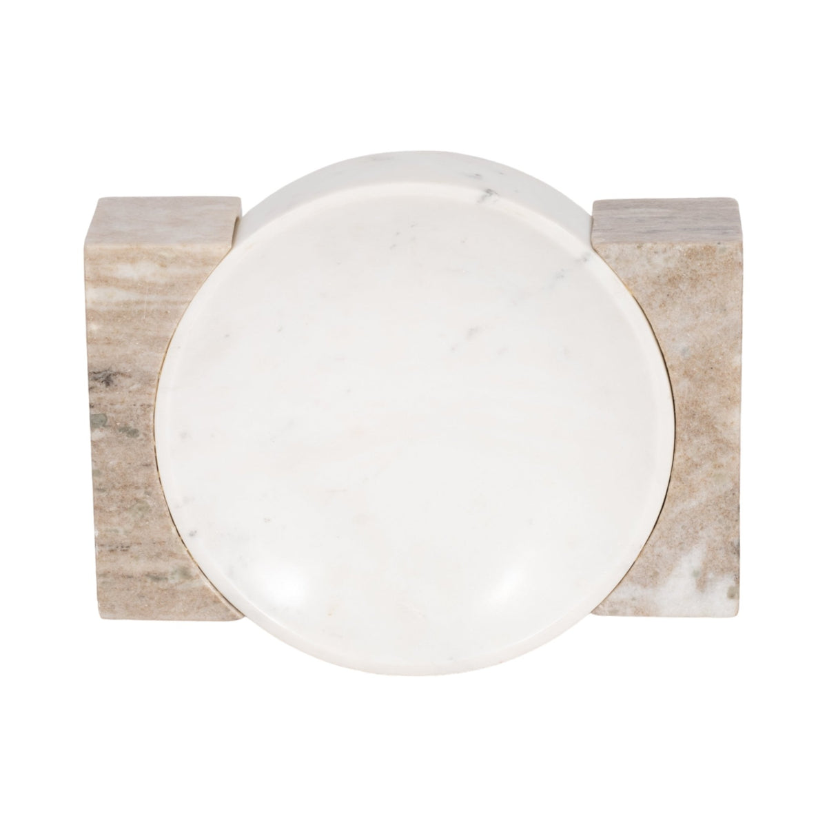 10" Marble Bowl With Onyx Marble Sides, White/tan Table Decors| Sagebrook Home