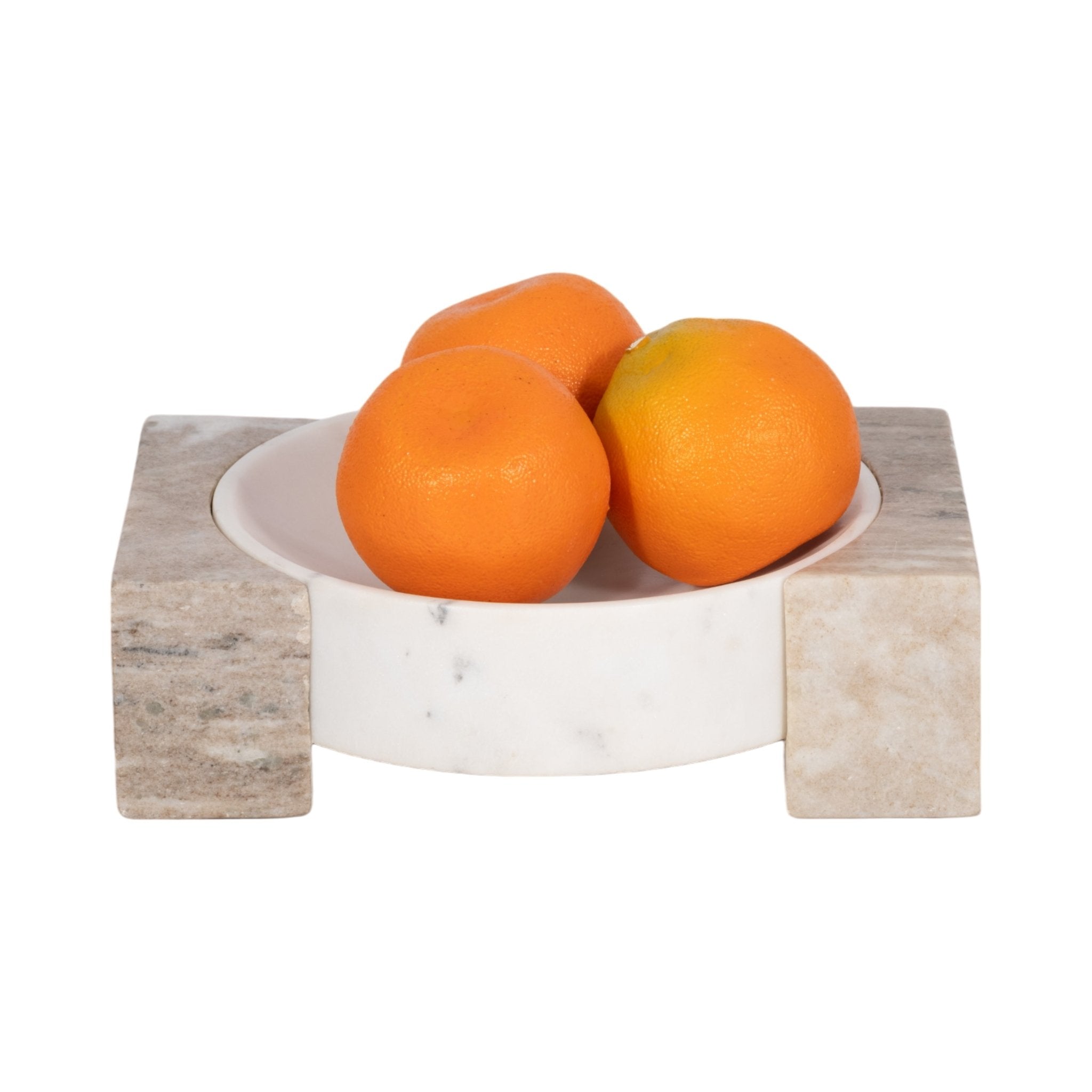 10" Marble Bowl With Onyx Marble Sides, White/tan Table Decors| Sagebrook Home