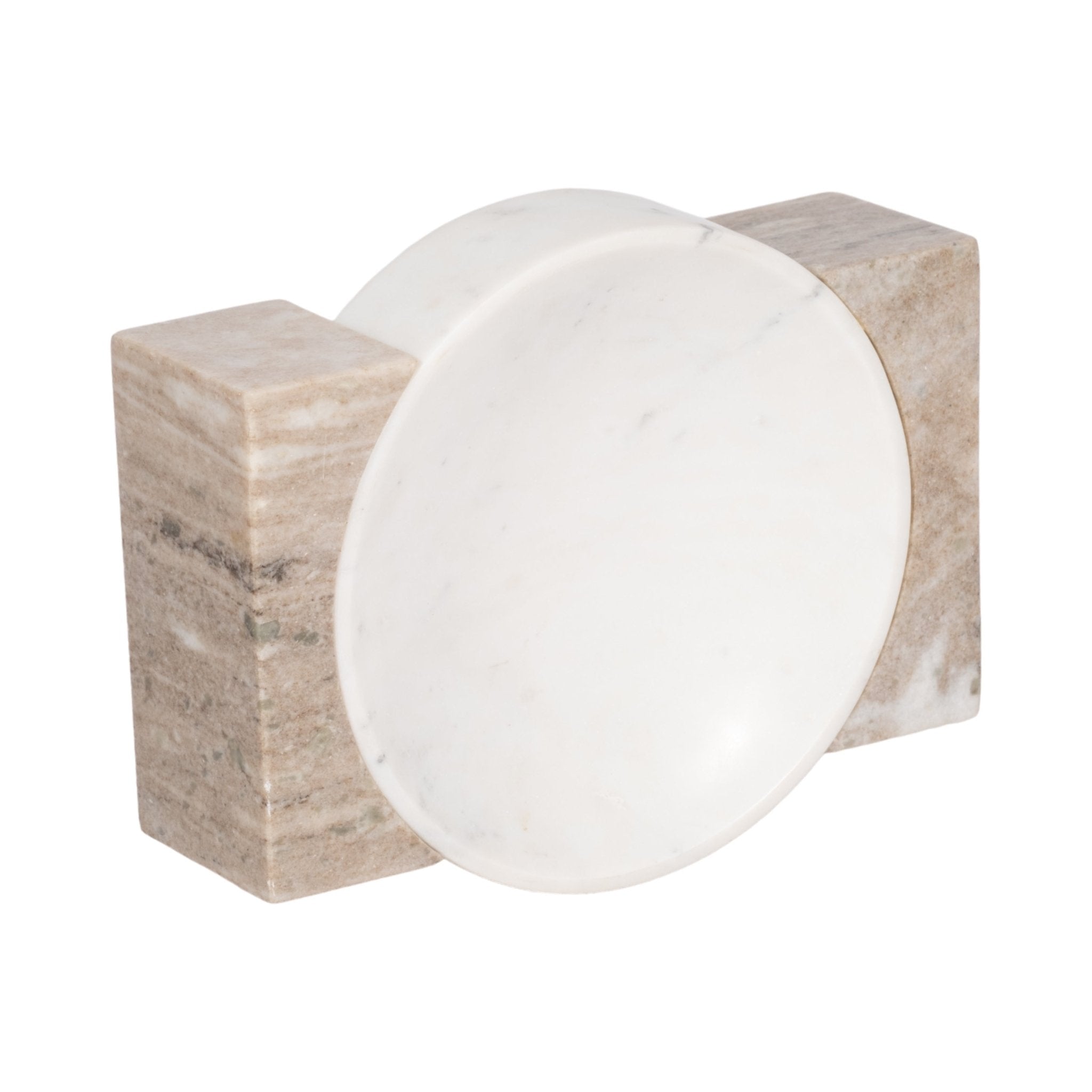 10" Marble Bowl With Onyx Marble Sides, White/tan Table Decors| Sagebrook Home