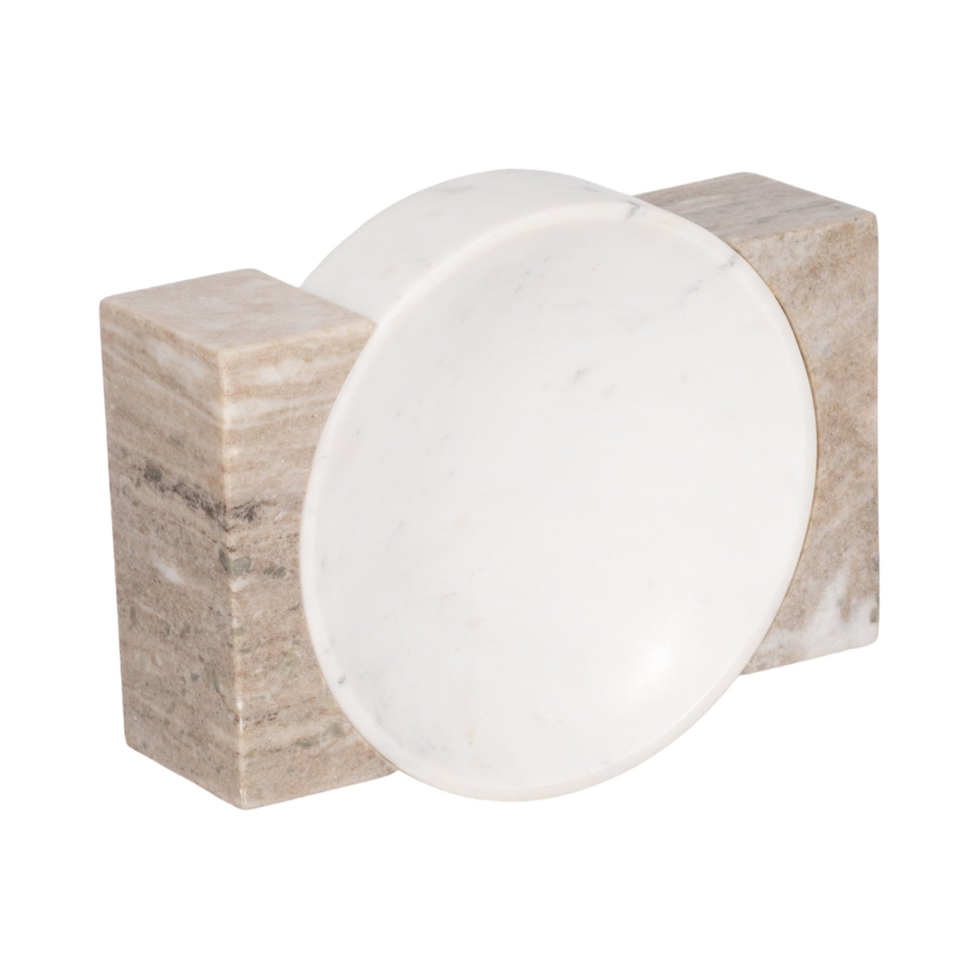 10" Marble Bowl With Onyx Marble Sides, White/tan Table Decors| Sagebrook Home