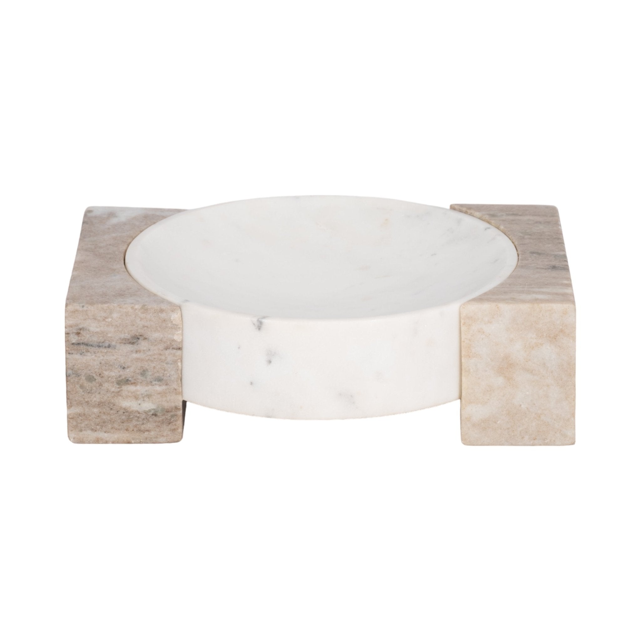 10" Marble Bowl With Onyx Marble Sides, White/tan Table Decors| Sagebrook Home