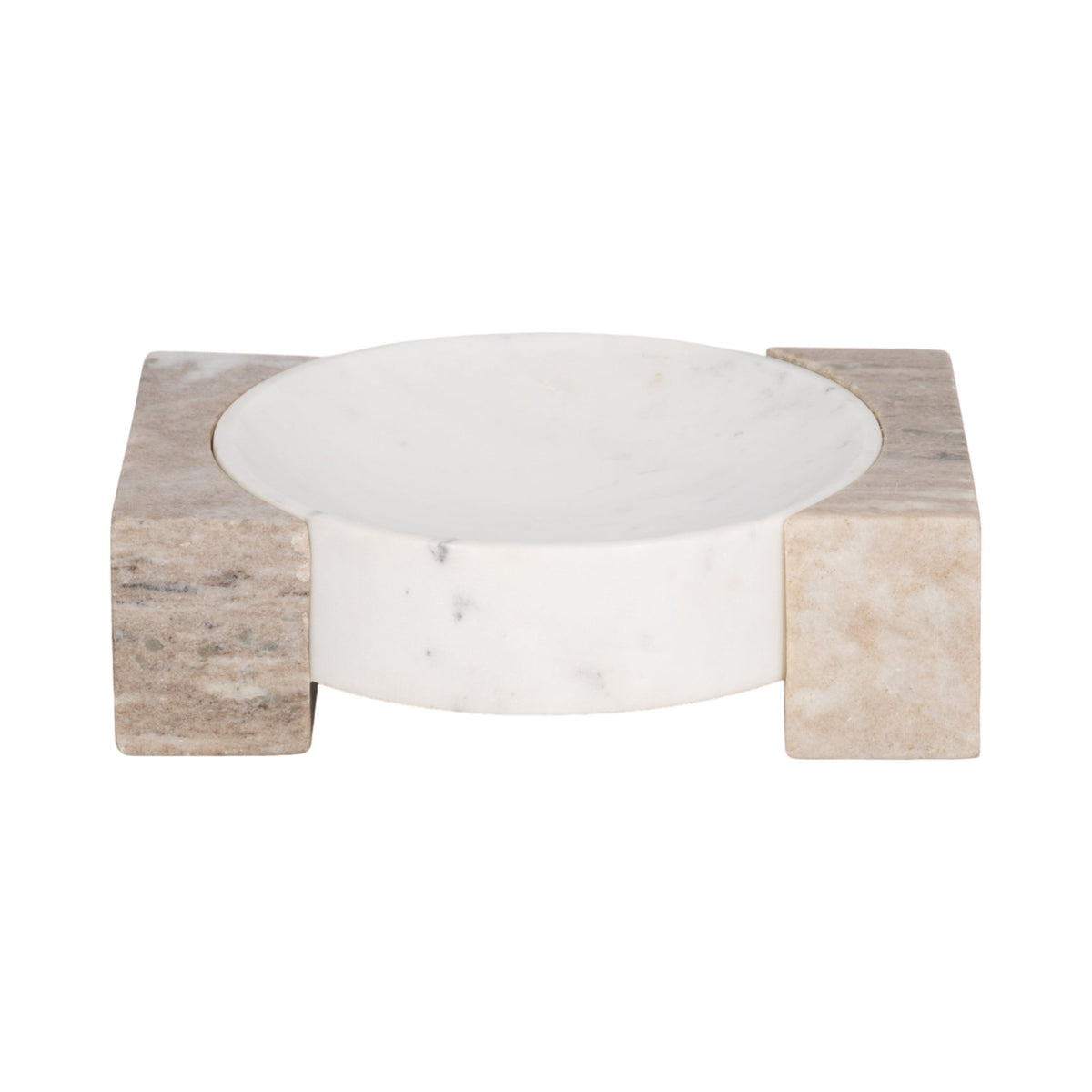 10" Marble Bowl With Onyx Marble Sides, White/tan Table Decors| Sagebrook Home