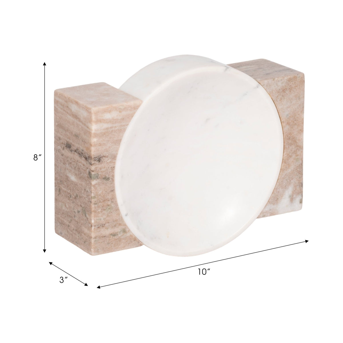 10" Marble Bowl With Onyx Marble Sides, White/tan Table Decors| Sagebrook Home