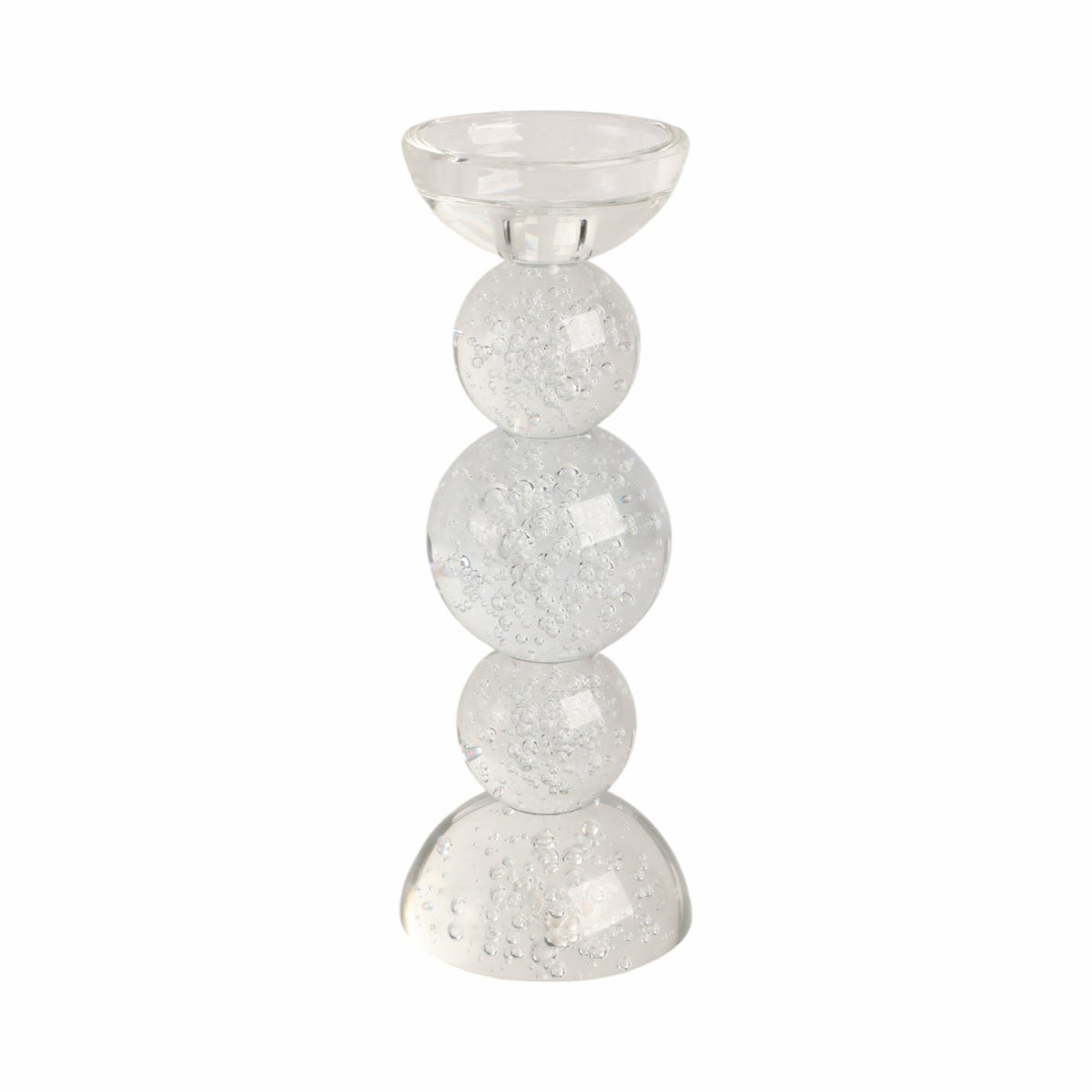 10" MULTI BUBBLE CRYSTAL CANDLE HOLDER W/ TAPER, C Candle Holders| Sagebrook Home