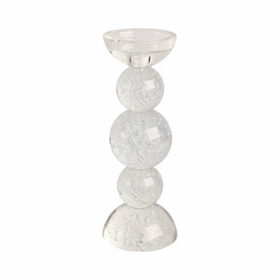 10" MULTI BUBBLE CRYSTAL CANDLE HOLDER W/ TAPER, C - Al Rugaib Furniture