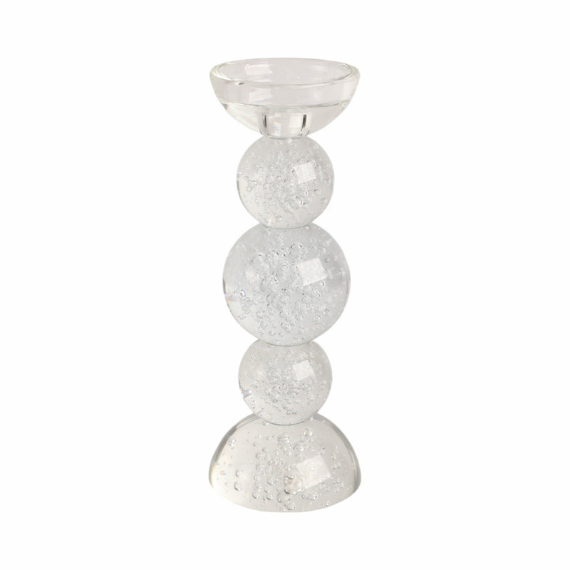 10" MULTI BUBBLE CRYSTAL CANDLE HOLDER W/ TAPER, C - Al Rugaib Furniture