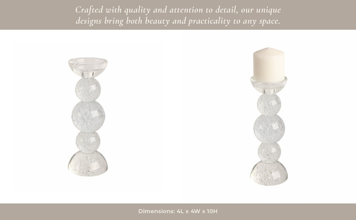 10" MULTI BUBBLE CRYSTAL CANDLE HOLDER W/ TAPER, C Candle Holders| Sagebrook Home