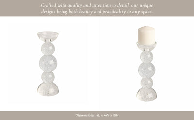 10" MULTI BUBBLE CRYSTAL CANDLE HOLDER W/ TAPER, C - Al Rugaib Furniture