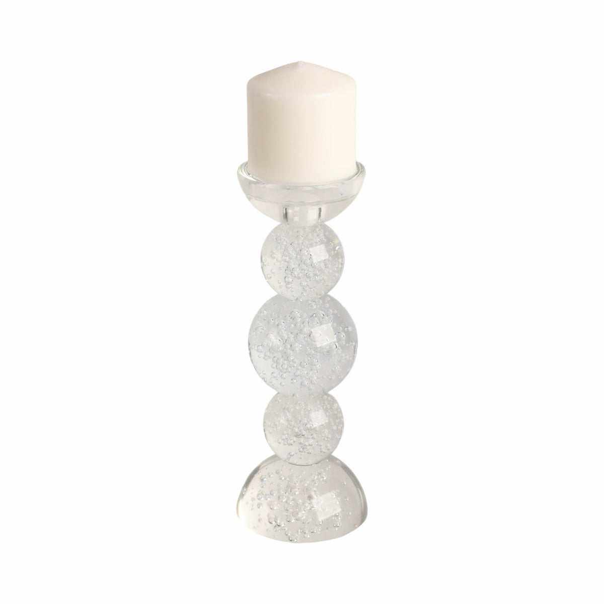 10" MULTI BUBBLE CRYSTAL CANDLE HOLDER W/ TAPER, C Candle Holders| Sagebrook Home