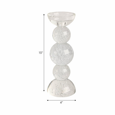 10" MULTI BUBBLE CRYSTAL CANDLE HOLDER W/ TAPER, C - Al Rugaib Furniture
