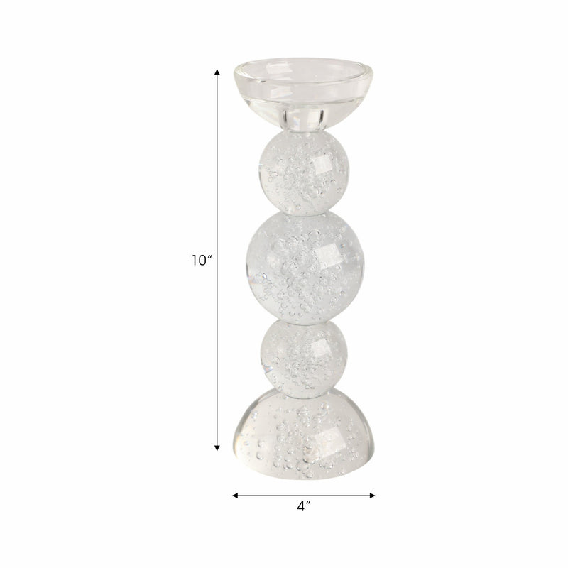 10" MULTI BUBBLE CRYSTAL CANDLE HOLDER W/ TAPER, C - Al Rugaib Furniture