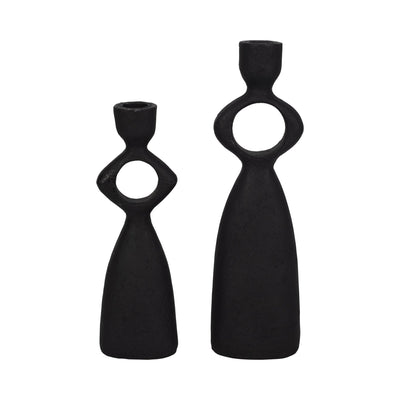 10" Open Cut - out Taper Holder, Black - Al Rugaib Furniture