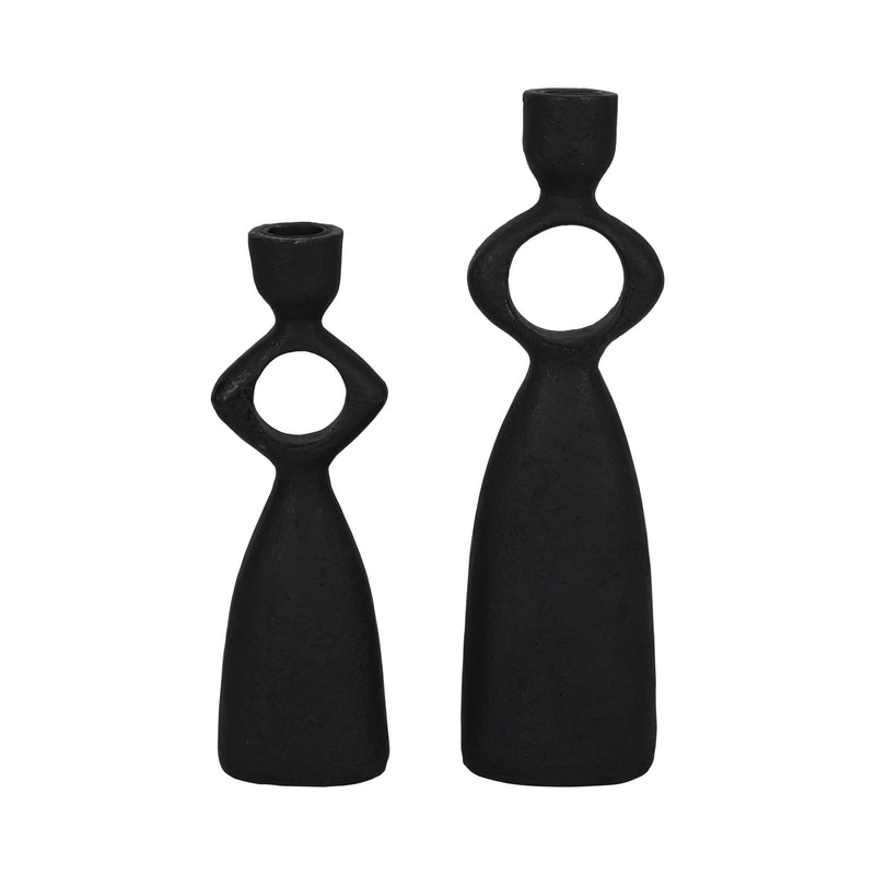 10" Open Cut - out Taper Holder, Black - Al Rugaib Furniture