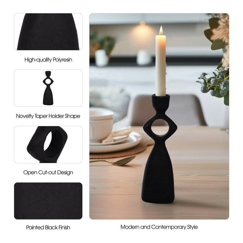 10" Open Cut - out Taper Holder, Black - Al Rugaib Furniture