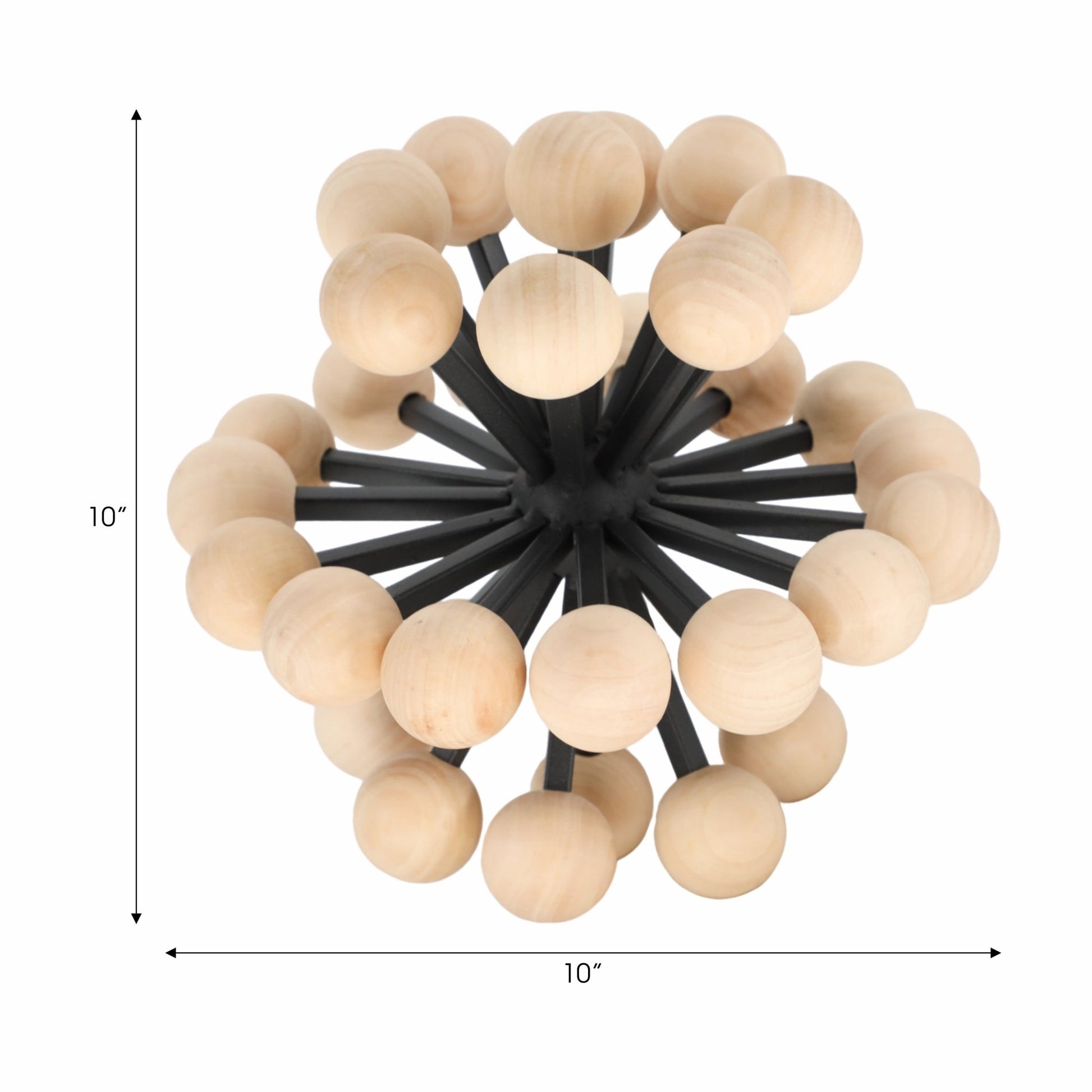 10" Orb With Wooden Knobs, Black/natural Table Decors| Sagebrook Home