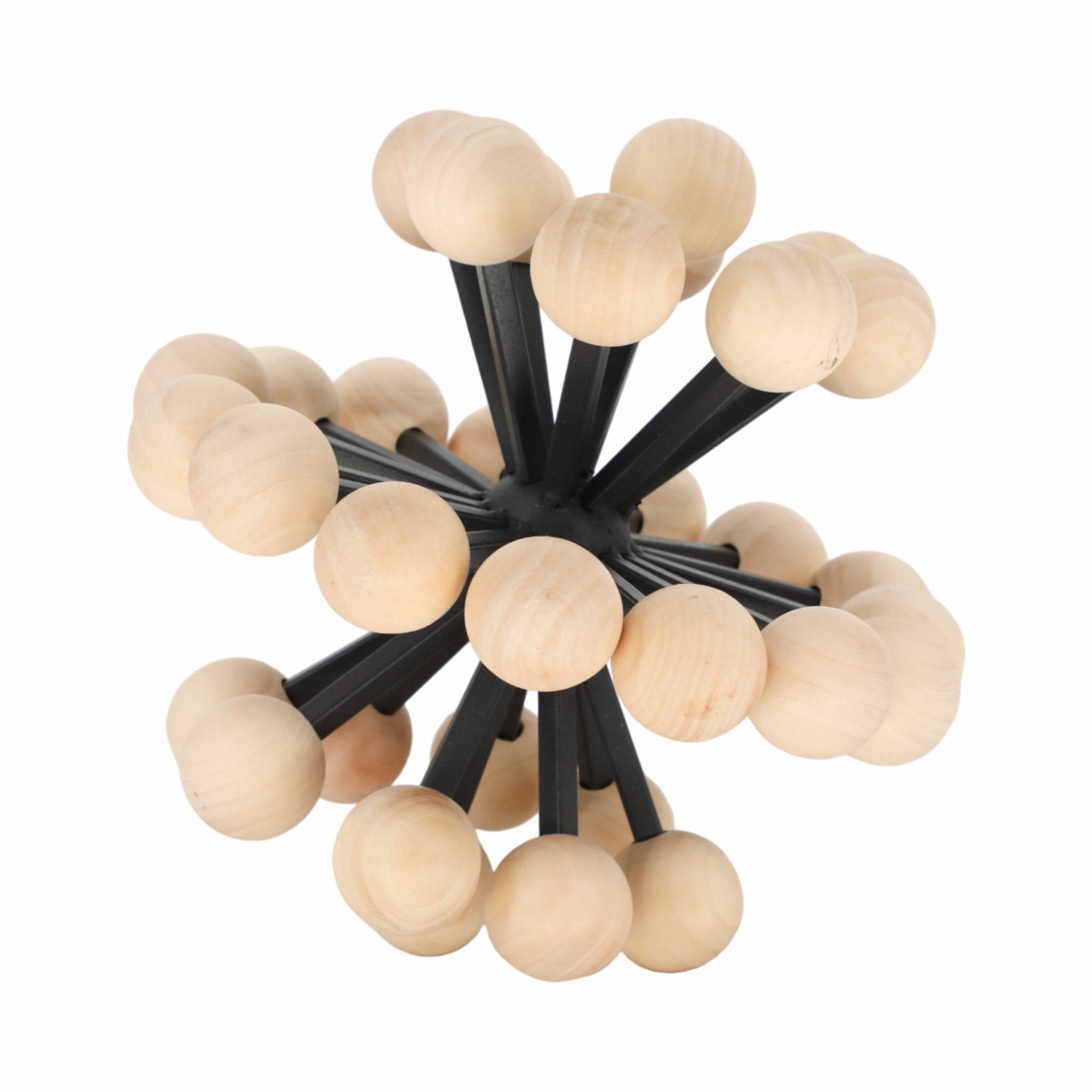 10" Orb With Wooden Knobs, Black/natural Table Decors| Sagebrook Home