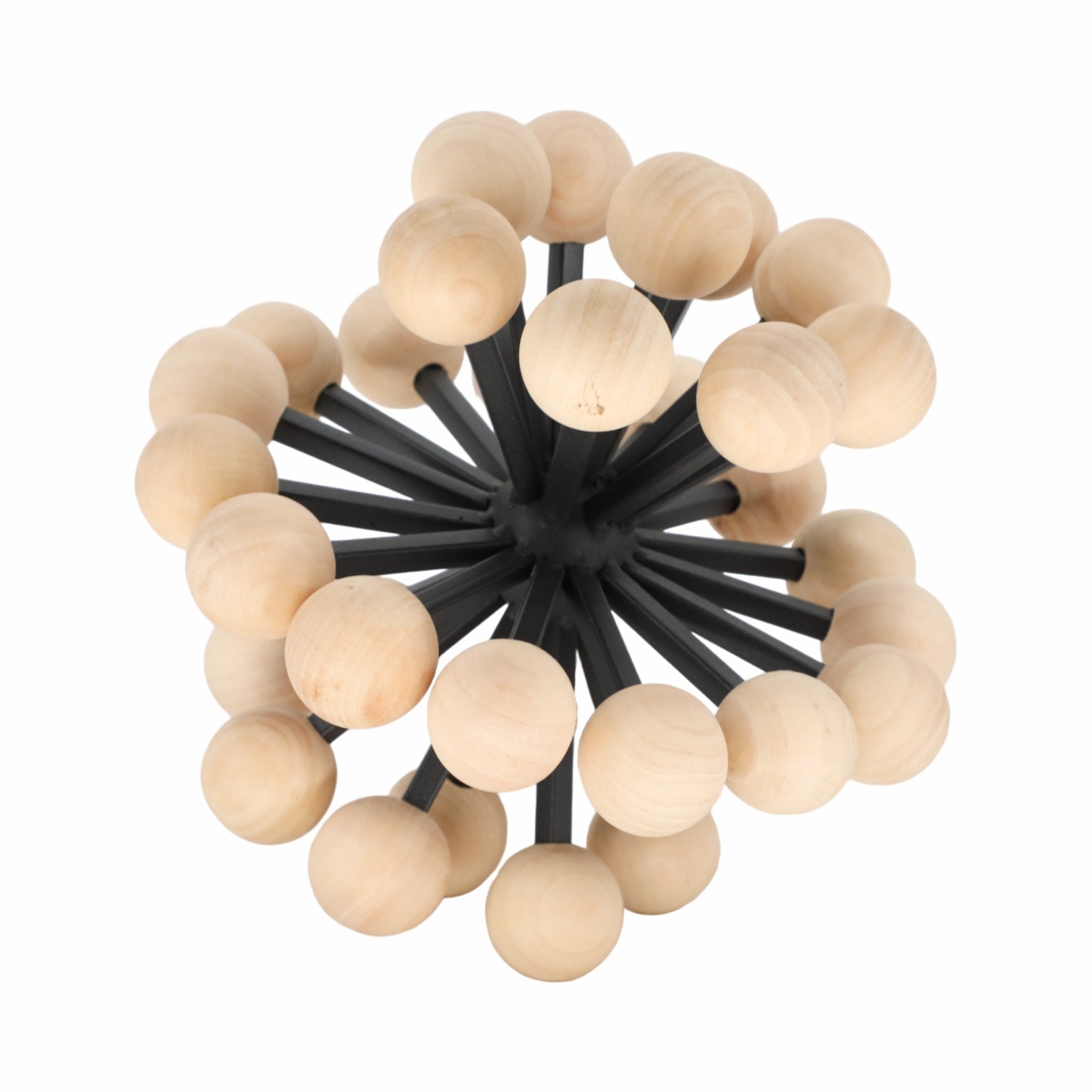 10" Orb With Wooden Knobs, Black/natural Table Decors| Sagebrook Home