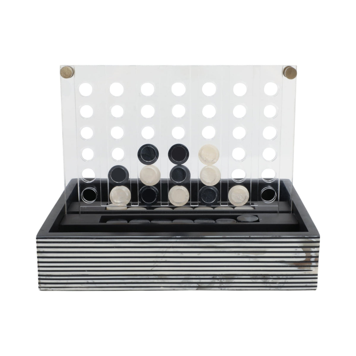 10" OXFORD BLACK AND WHITE 4-IN-A-ROW GAME Table Decors| Sagebrook Home