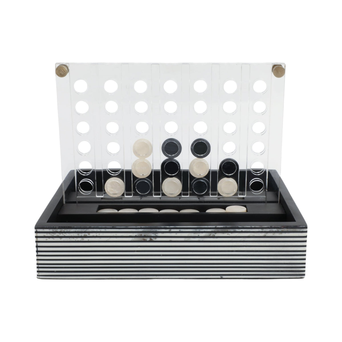 10" OXFORD BLACK AND WHITE 4-IN-A-ROW GAME Table Decors| Sagebrook Home